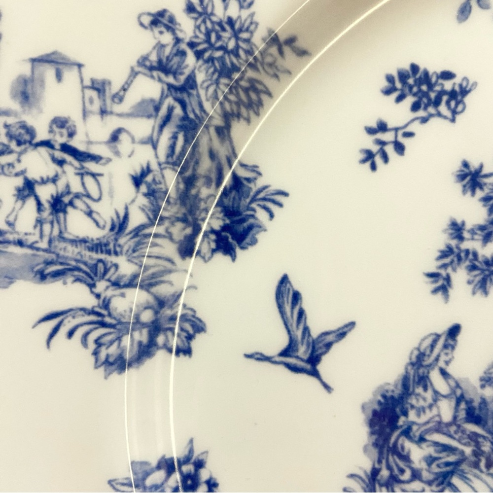 Churchill England Blue White Transferware Plate 10” Victorian Scene NWOT - Picture 3 of 5
